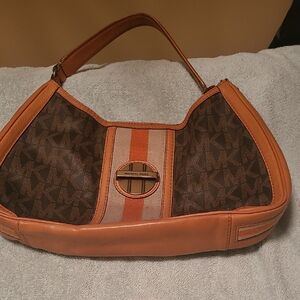 Michael Kors Orange and Brown Hobo Bag